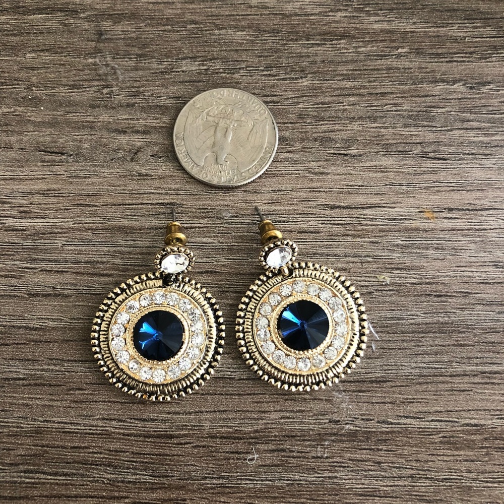 Gold blue stone earrings